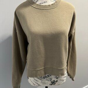 ZARA Cropped Long Sleeve Sweatshirt in Olive Green - Size S